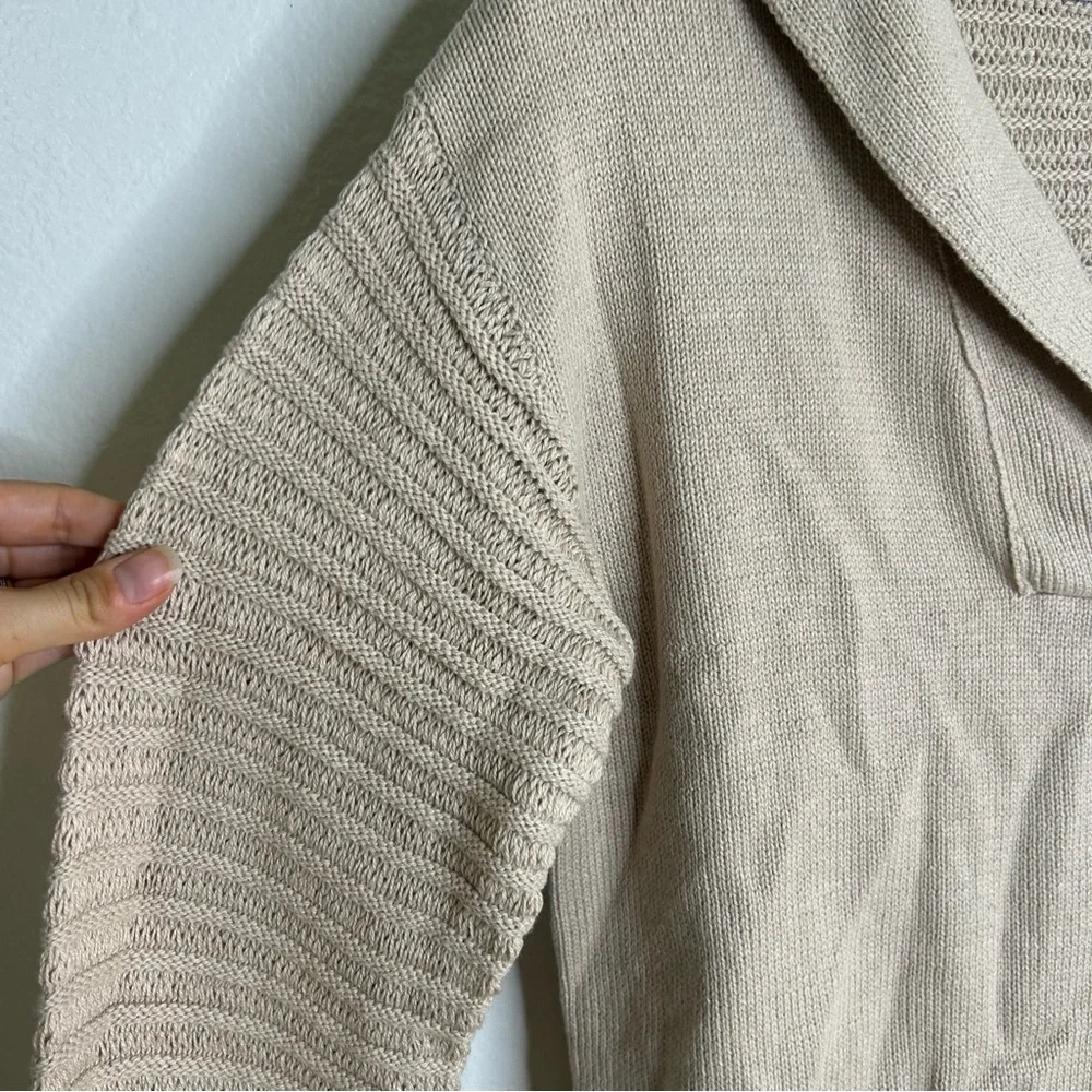 NWT 100% Cotton Tan Textured Pullover Sweater Stitches & Stripes Size XS